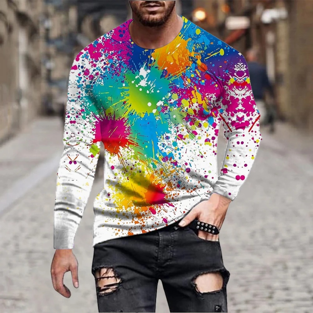 Men'S Fashion 2025 - T-shirt à manches longues imprimé en