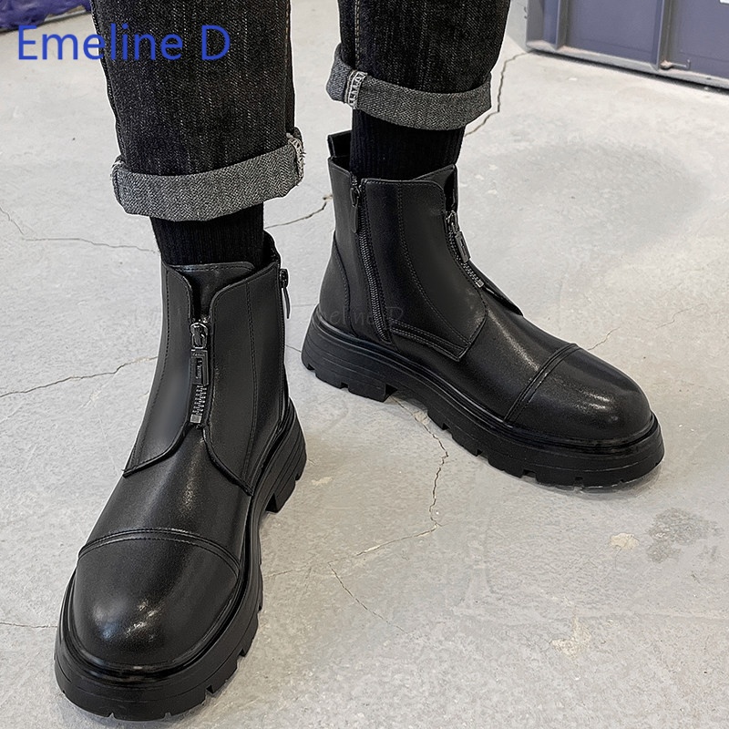 Mens Fashion Caps - Bottines pour hommes à bout rond