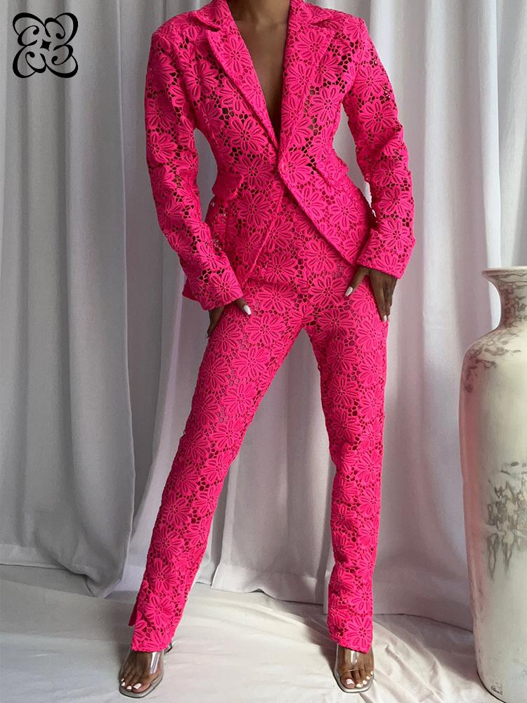 Slim Fit Blazer Men - Ensemble deux pièces rose vif en