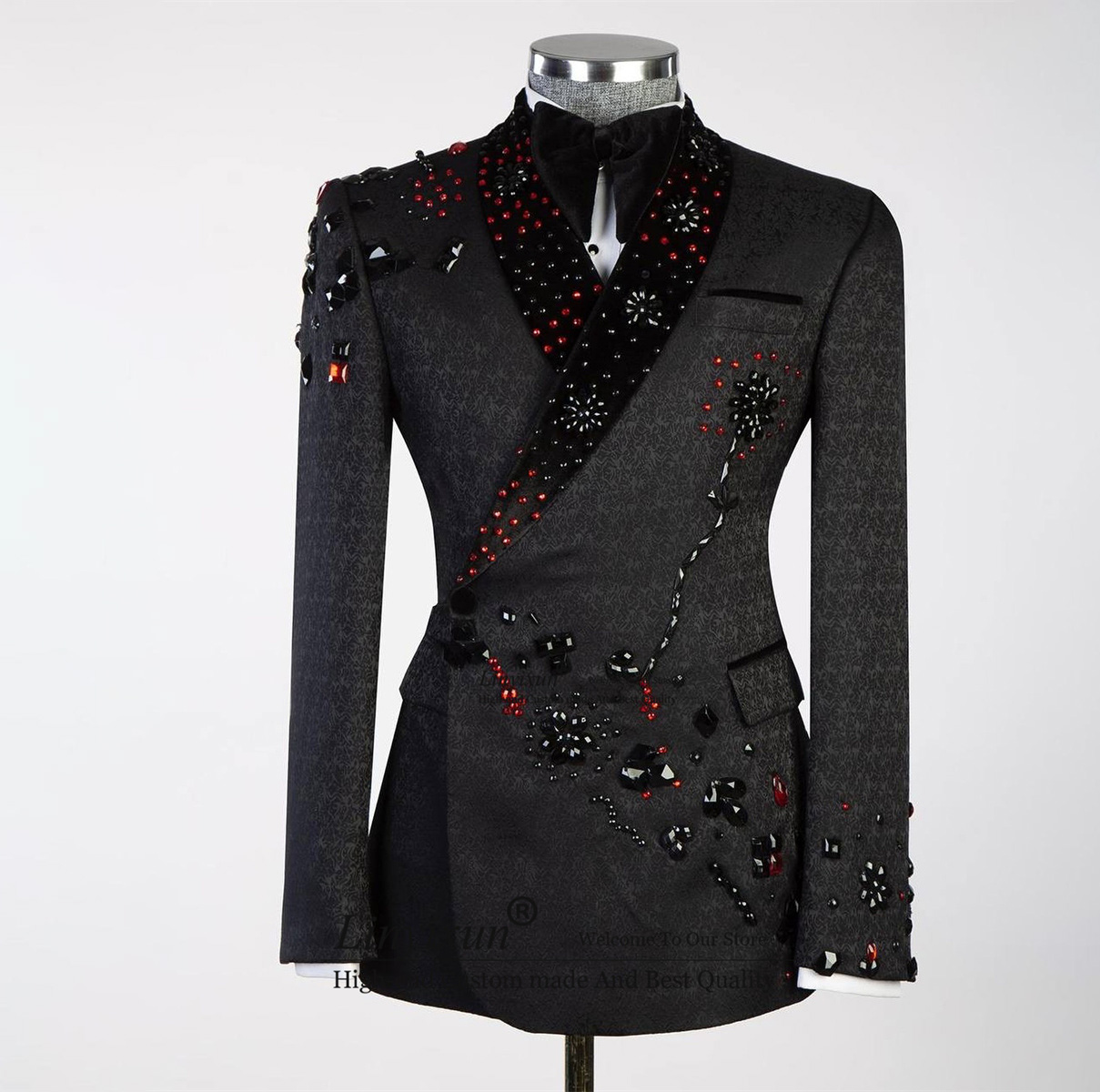 Mens Fashion Trajes - Costumes personnalisés en jacquard perlé pour