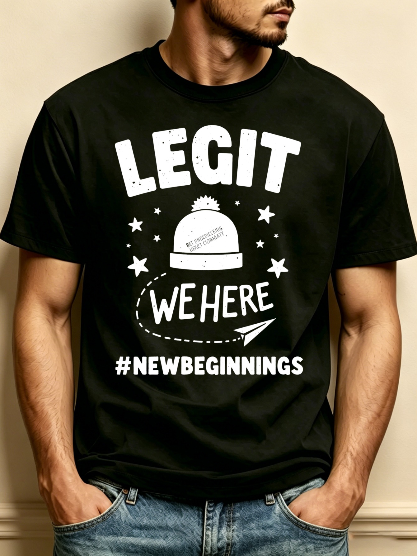 Mens Fashion Hashtags - T-shirt décontracté pour homme à col