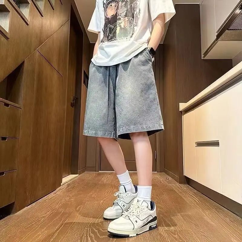 Men'S Fashion With Baggy Jeans - Shorts en jean bleu pour hommes,