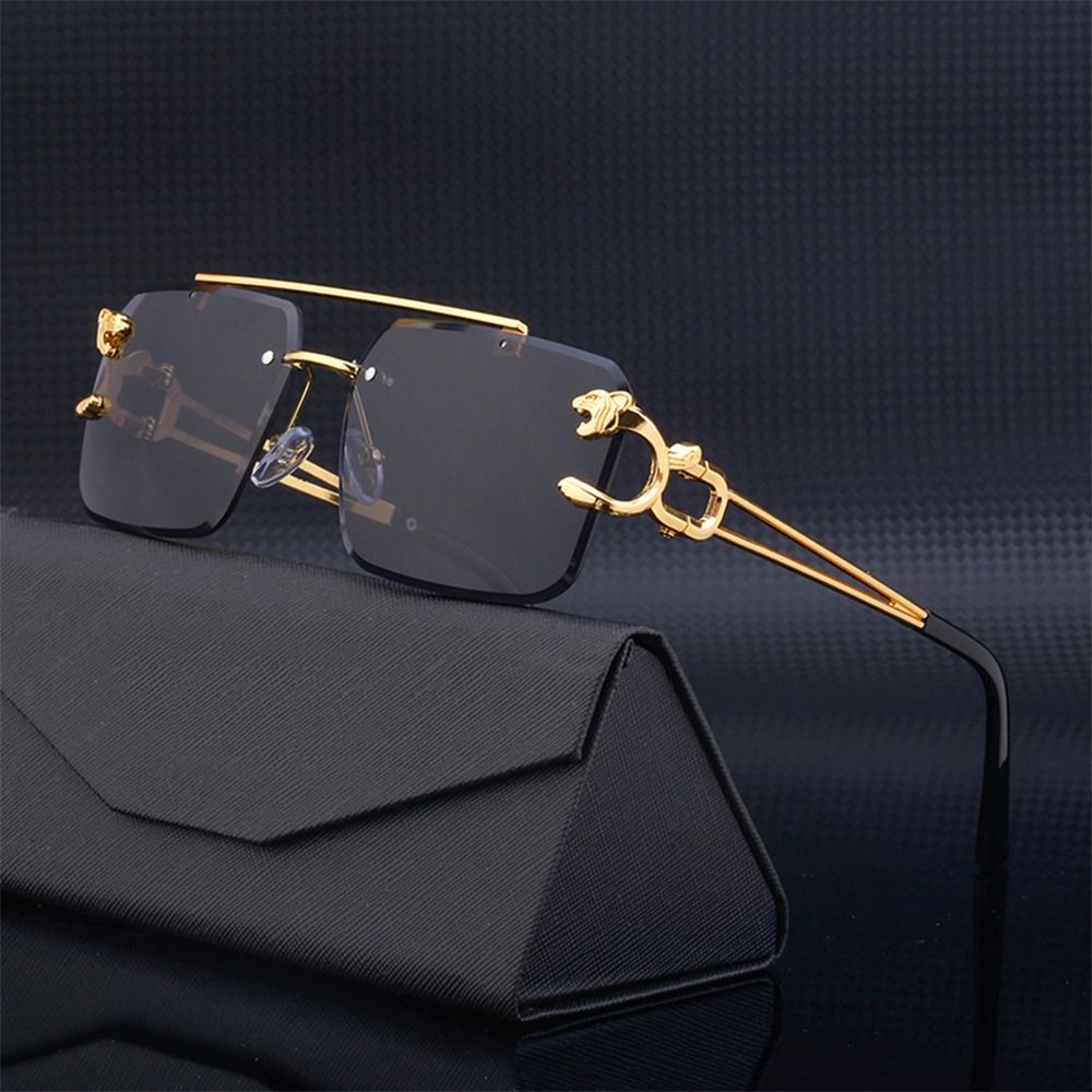 Men'S Fashion Rimless Glasses - Lunettes de soleil léopard sans bords,