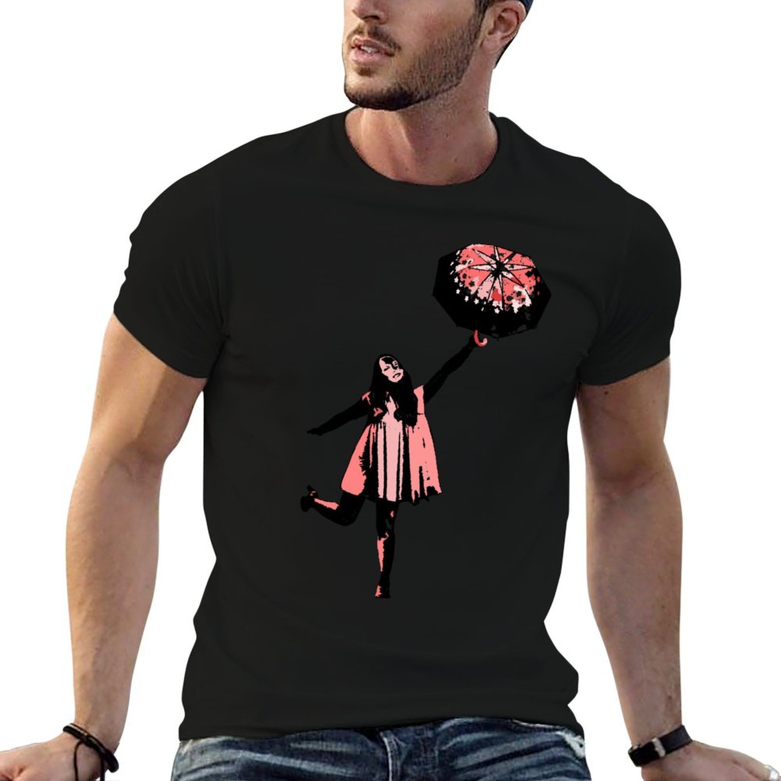 Men'S Fashion Umbrella - T-shirt Parapluie Rose, vêtements anime, vêtements