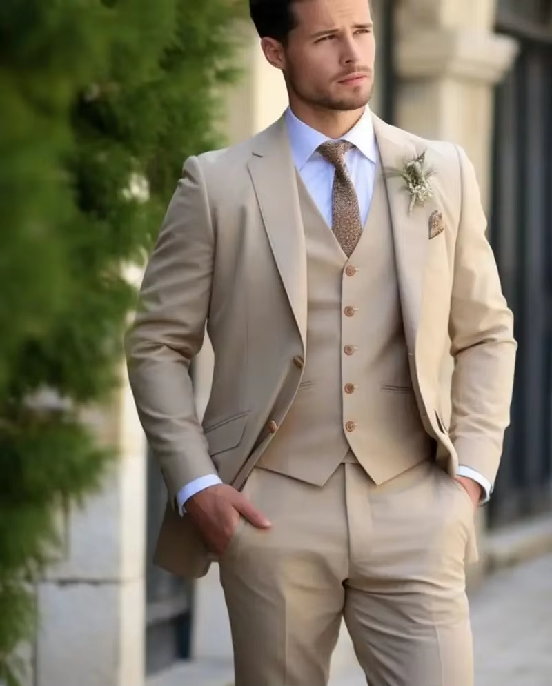 Slim Fit Blazer Men - Kaki élégant hommes costumes Smart décontracté