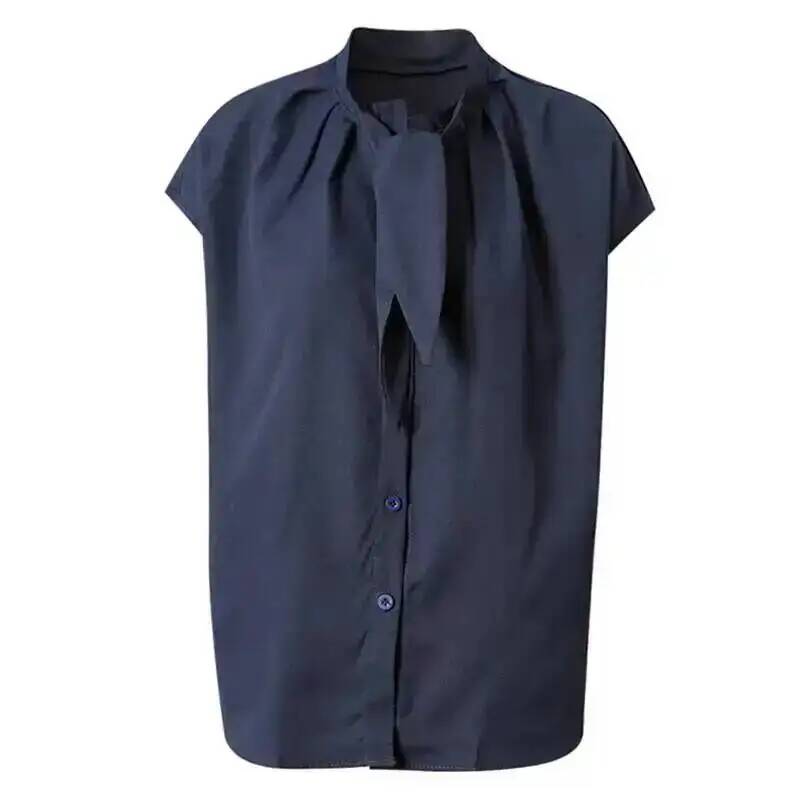 Men'S Fashion X - Chemisier Femme Bleu Marine Fin Élégant