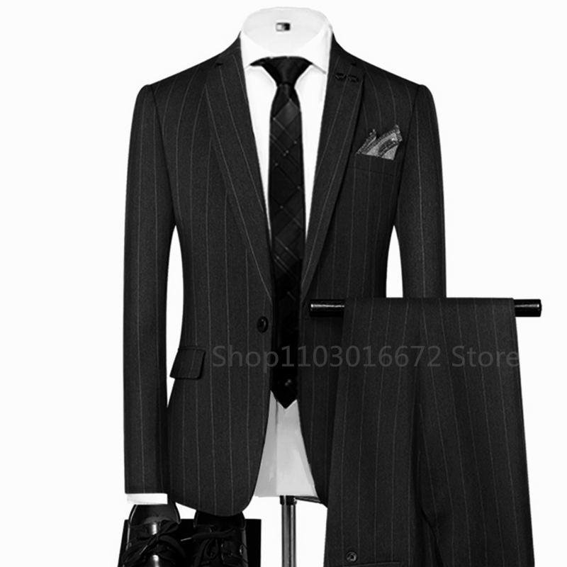 Costumes pour hommes rayés gri - Slim Fit Blazer Men avis et prix