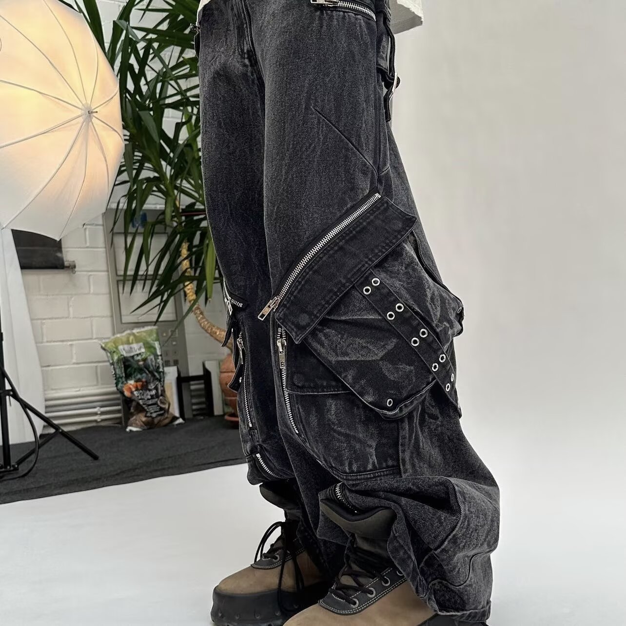 Y2K noir gothique Punk multi-p - Men'S Fashion With Baggy Jeans avis et prix