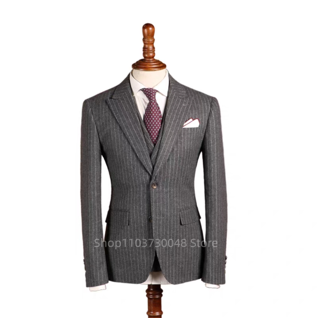 Nouveau Costume Homme Rayé Gri - Slim Fit Blazer Men avis et prix