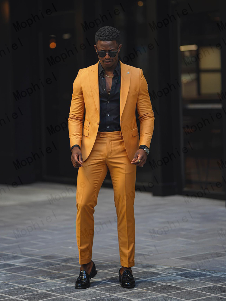 Costume homme jaune moutarde 2 - Slim Fit Blazer Men avis et prix