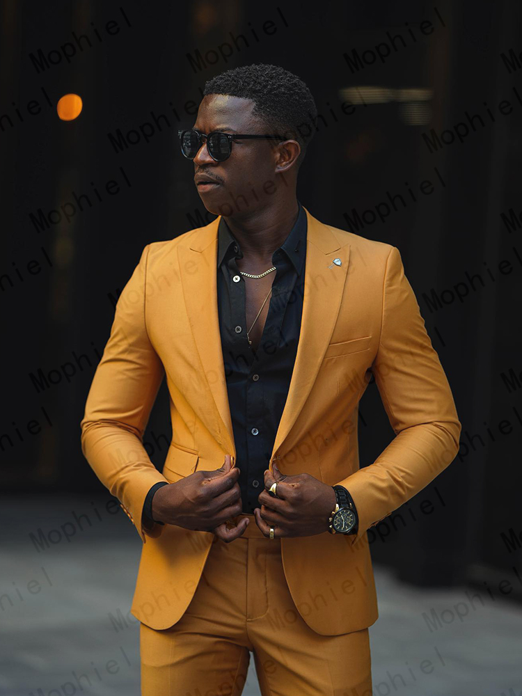 Costume homme jaune moutarde 2 - Slim Fit Blazer Men avis et prix