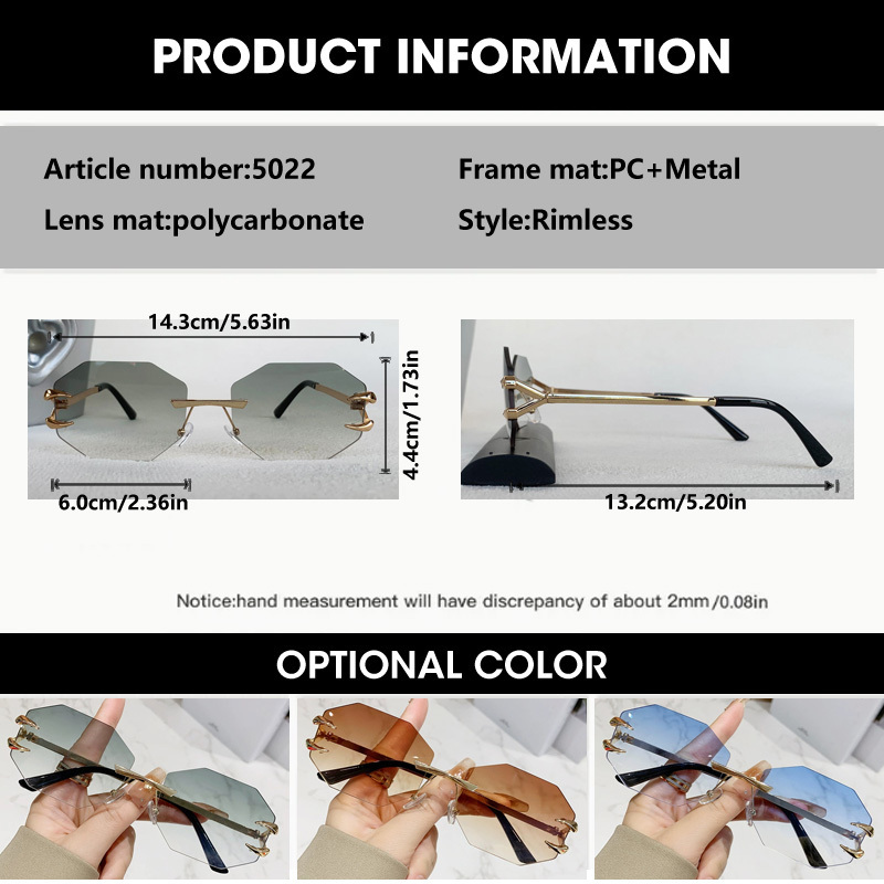 Mode polygone sans monture lun - Men'S Fashion Rimless Glasses avis et prix