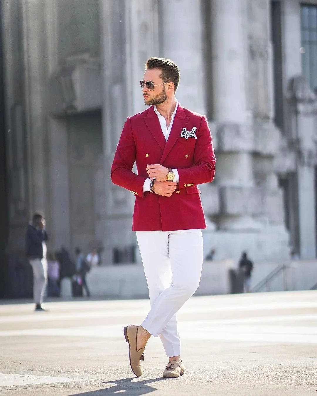 Costume Homme Rouge et Blanc C - Slim Fit Blazer Men avis et prix